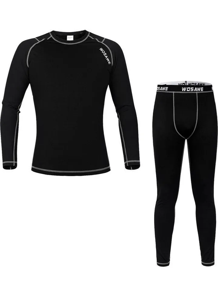 Men Long Sleeve Thermal Fleece Lined Compression Underwear Set XXL 35x5x25cm