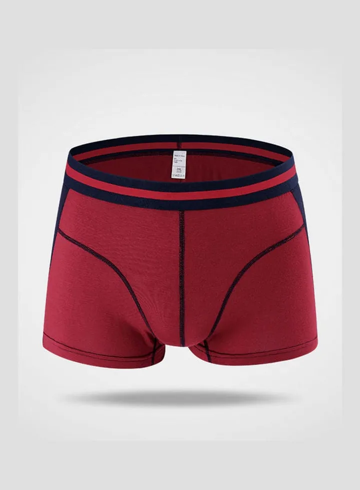 Men's Soft Boxers Fashionable Breathable Underwear Black/Wine red