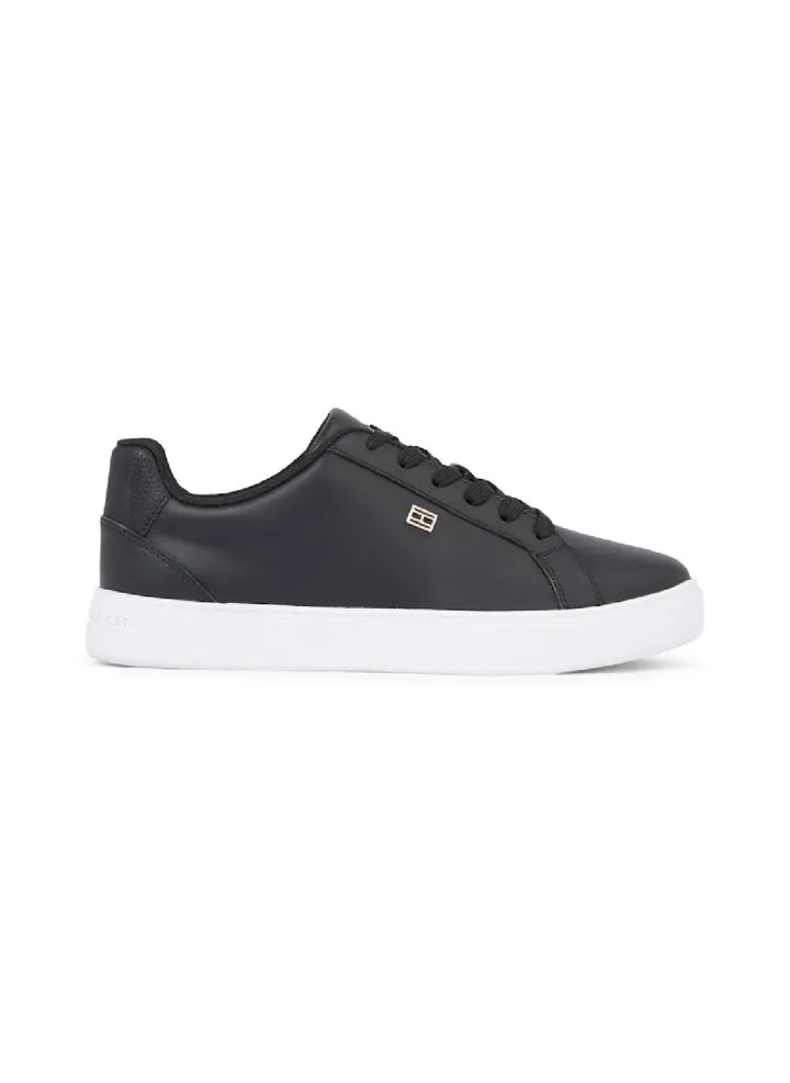 Women's Essential Leather Cupsole Court Trainers - Leather upper, Black