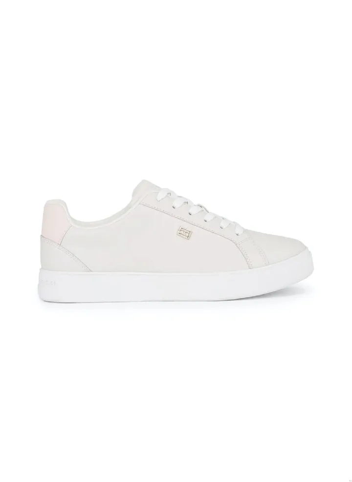 Women's Essential Leather Cupsole Court Trainers - Leather upper, Light Blue