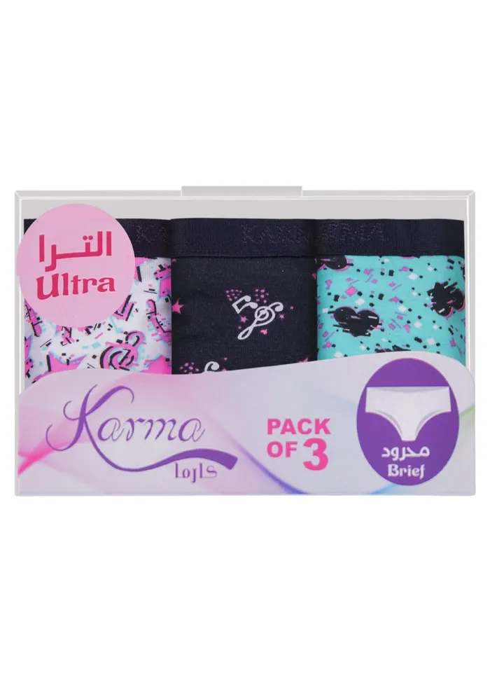 Pack of 3 Padded Cotton Brief Panties Underwear for Women