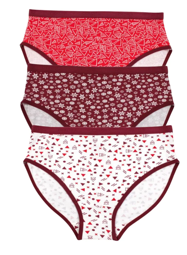Pack of 3 Printed Cotton Brief Panties Underwear for Women