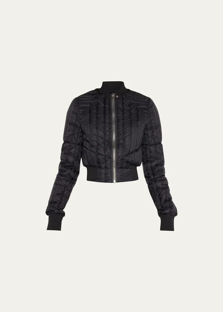 Seamed Crop Puffer Bomber Jacket