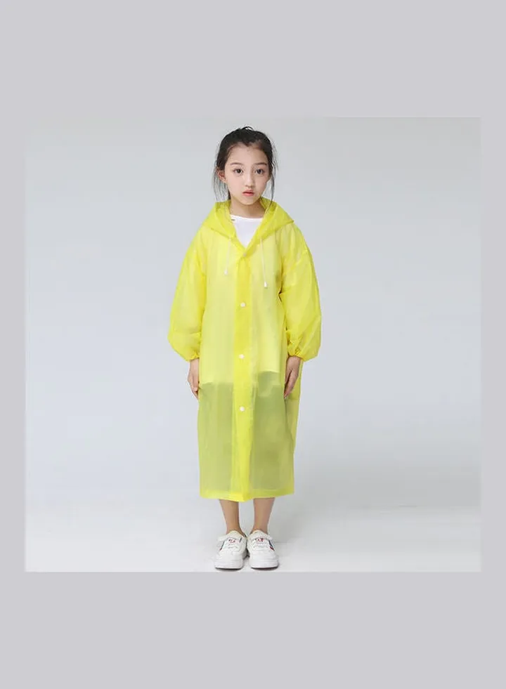 Kids Thick Reusable Hooded Raincoat Yellow