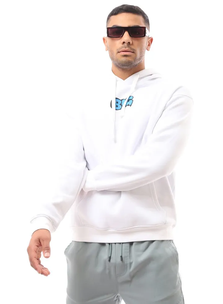 Long Sleeves Printed "Smurf" White Hoodie