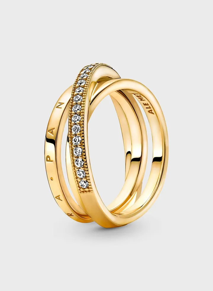 Crossover Pavé Triple Band Ring