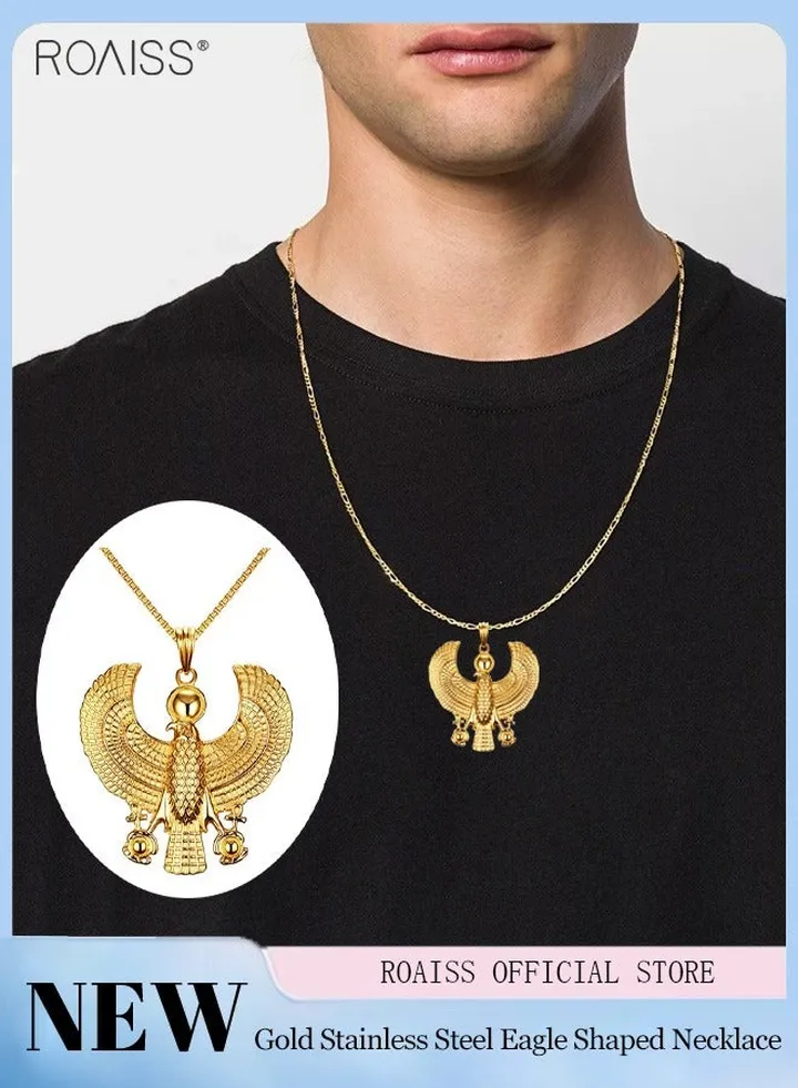 Fashion Gold Vintage Necklace Delicate Fashion Stainless Steel Eagle Pendant Street Creative Men'S Necklace