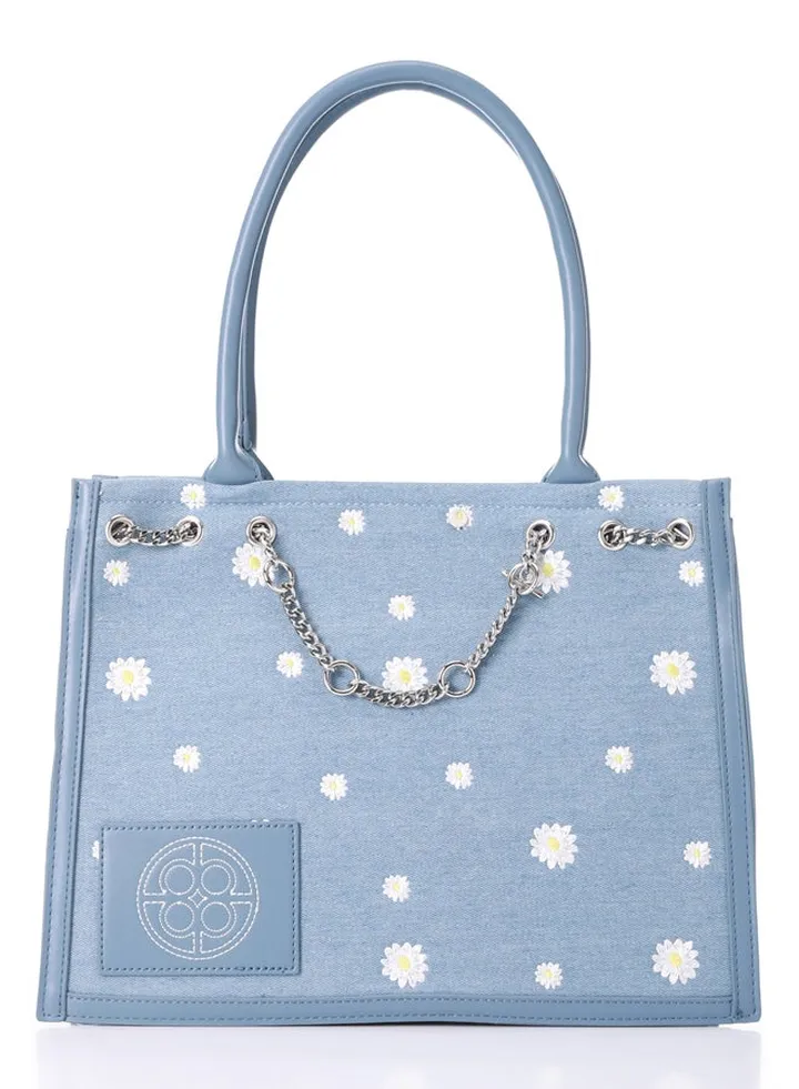 Cute Floral Denim Shoulder Bag