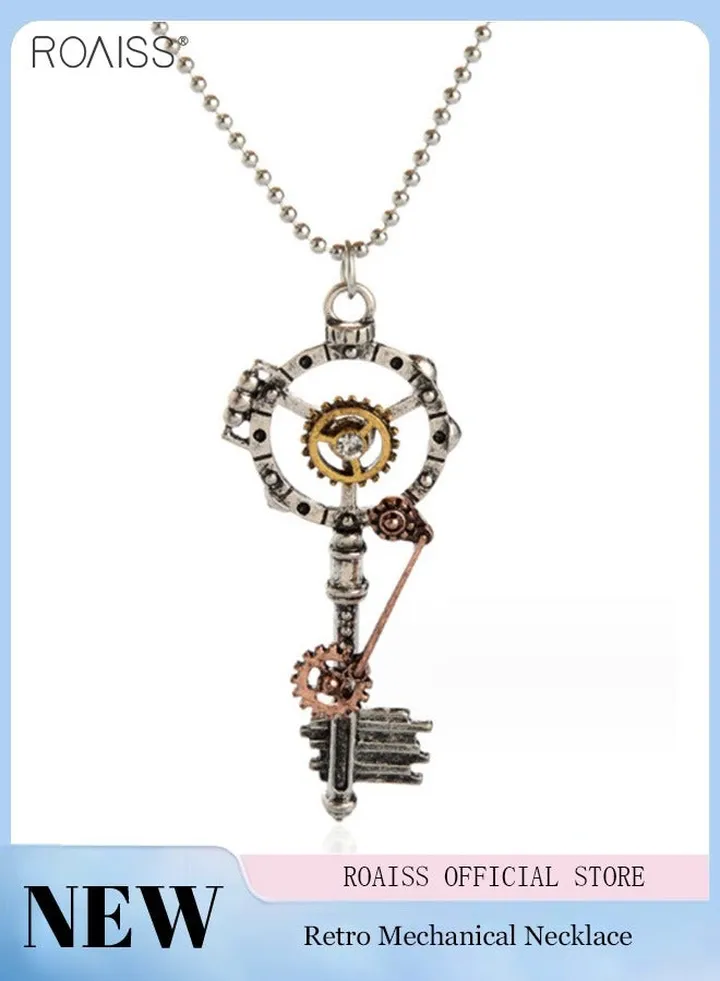 Unisex Fashion Key Necklace Creative Vintage Gear Necklace Steampunk Pendant