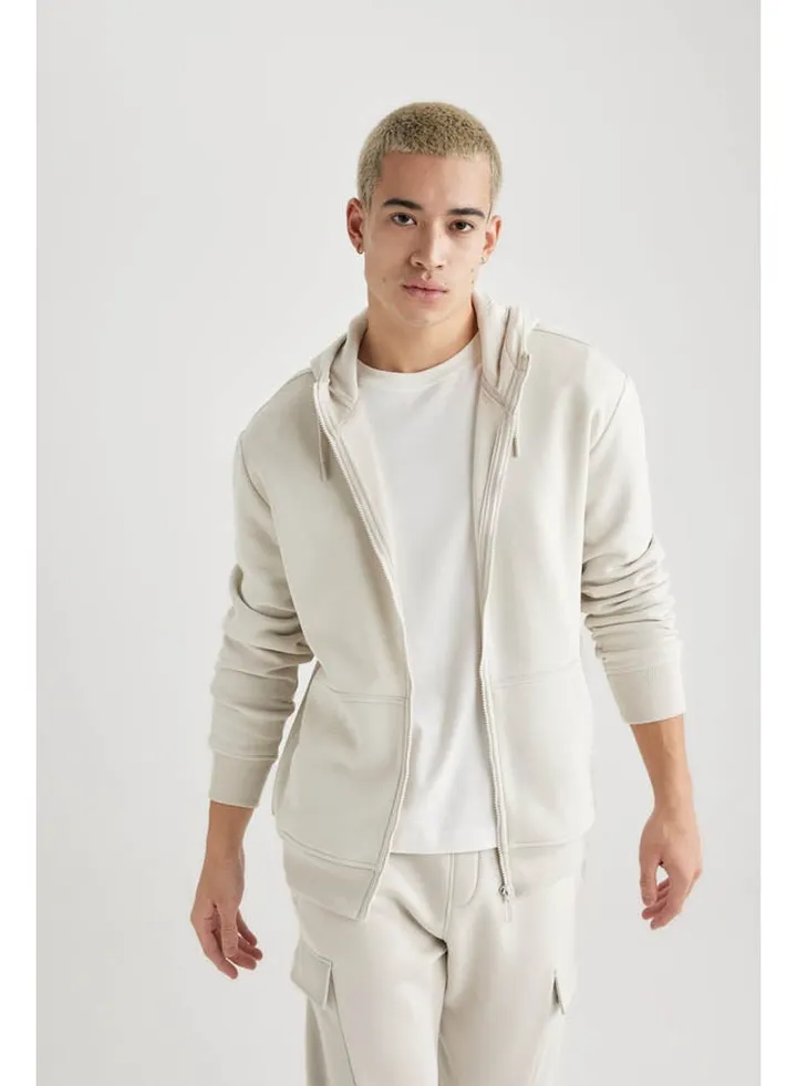 Man Regular Fit Hooded Long Sleeve Knitted Cardigan