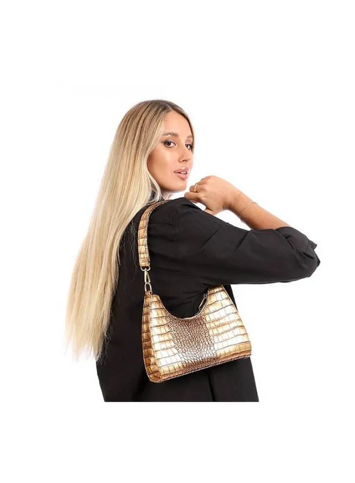 Fashionable Leather Shoulder Bag Gold