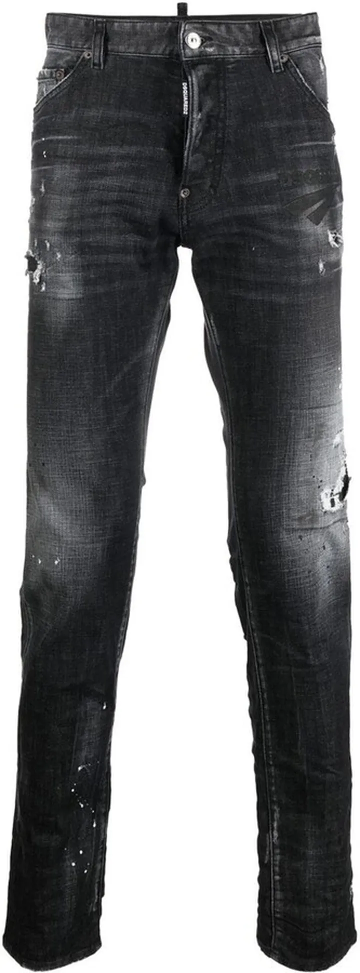 Faded Distressed Slim-Fit Jeans