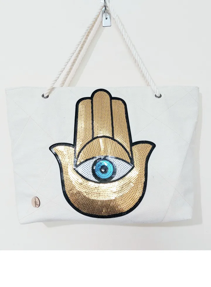 Off-white fabric shoulder bag