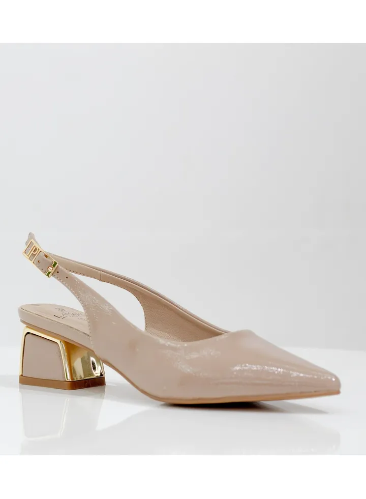 Gabrina heel pu closed toe sling court nude