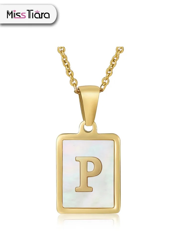 Capital Letter A-Z Initial Chain Necklace For Girls Women Stainless Steel Square Charm A-Z Alphabet Pendant Necklace Good idea for birthday gifts graduation commemorations or classmate gifts