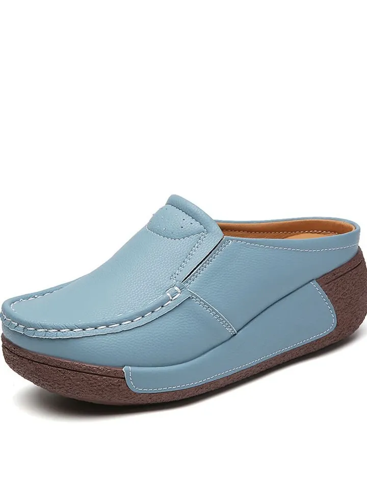 Fashion Versatile Thick Sole Baotou Slippers 5CM Blue
