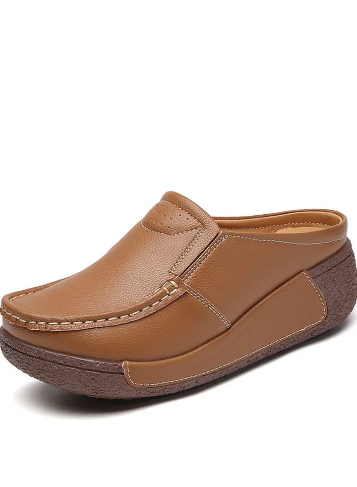 Fashion Versatile Thick Sole Baotou Slippers 5CM Brown