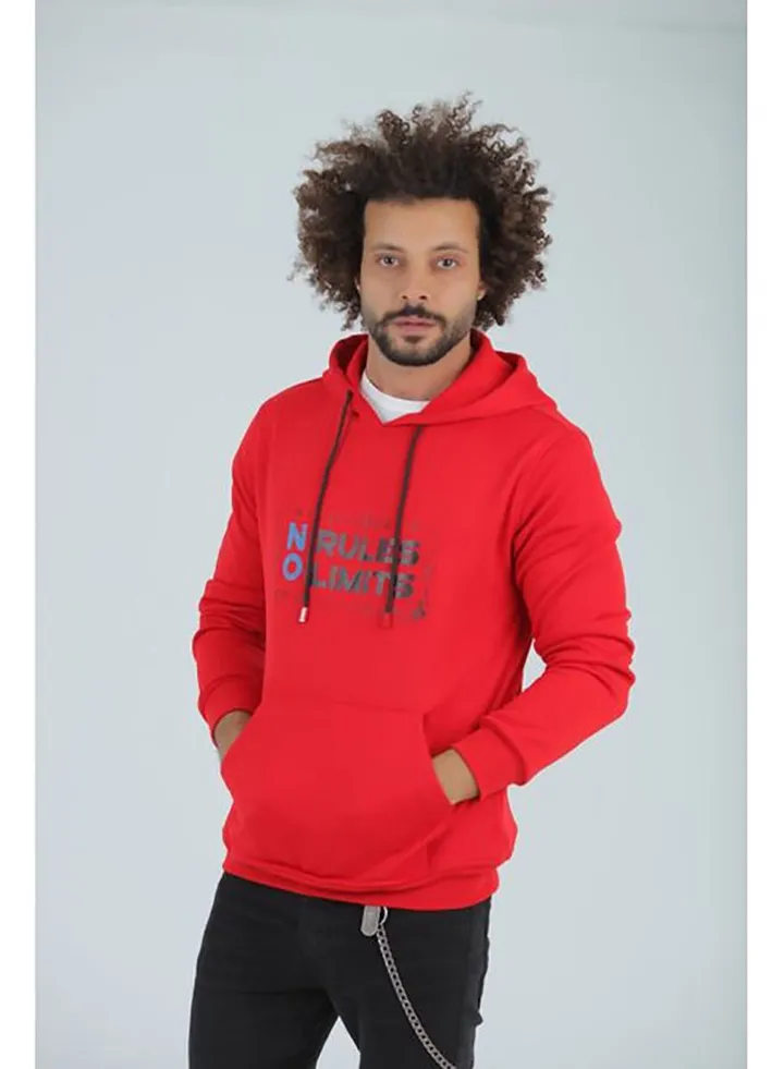Printed ( NO ) Hoodie - Red