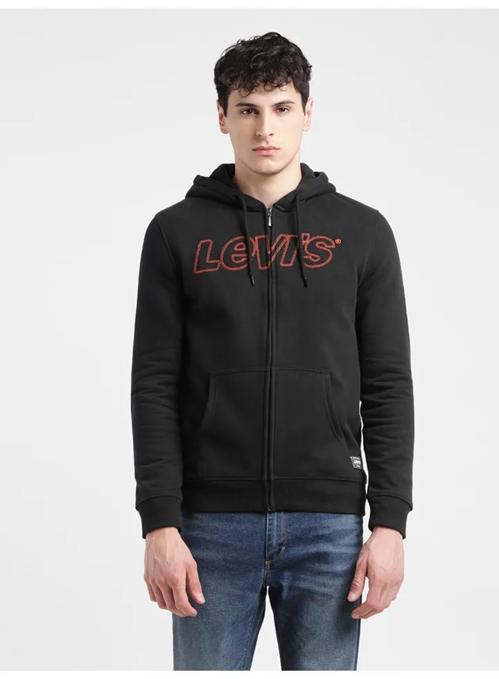 Men's Solid Black Hooded Sweatshirt