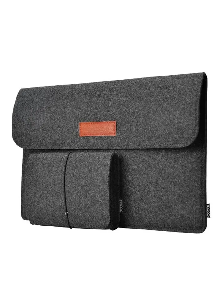 Protective Sleeve For Laptop 13.3-Inch With Pouch Dark Grey