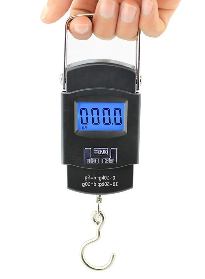 Digital Luggage Scale Electronic Balance Digital Fishing Hanging Hook Scale with LCD Display with Tare Data Hold Function Batteries
