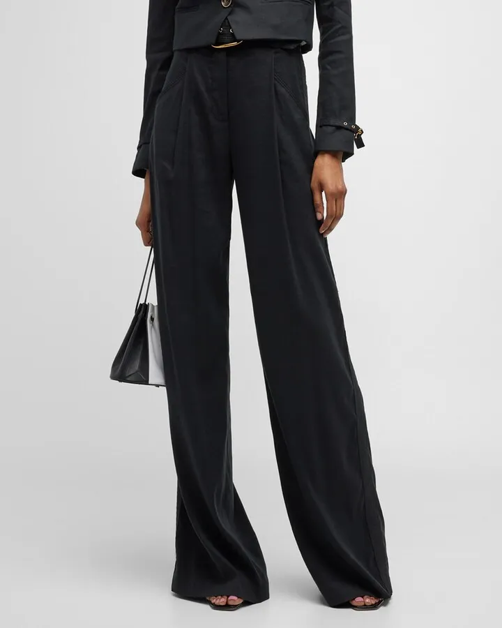 Rimini Belted Wide-Leg Linen Pants