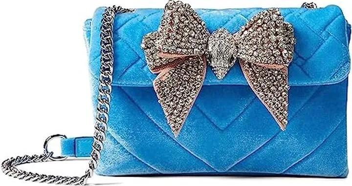 Kurt Geiger London Velvet Medium Kensington (Blue) Handbags