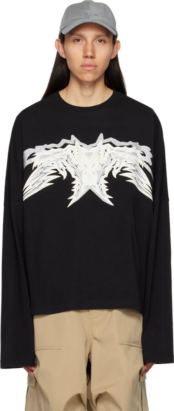 We11done Black Western Print Long Sleeve T-Shirt