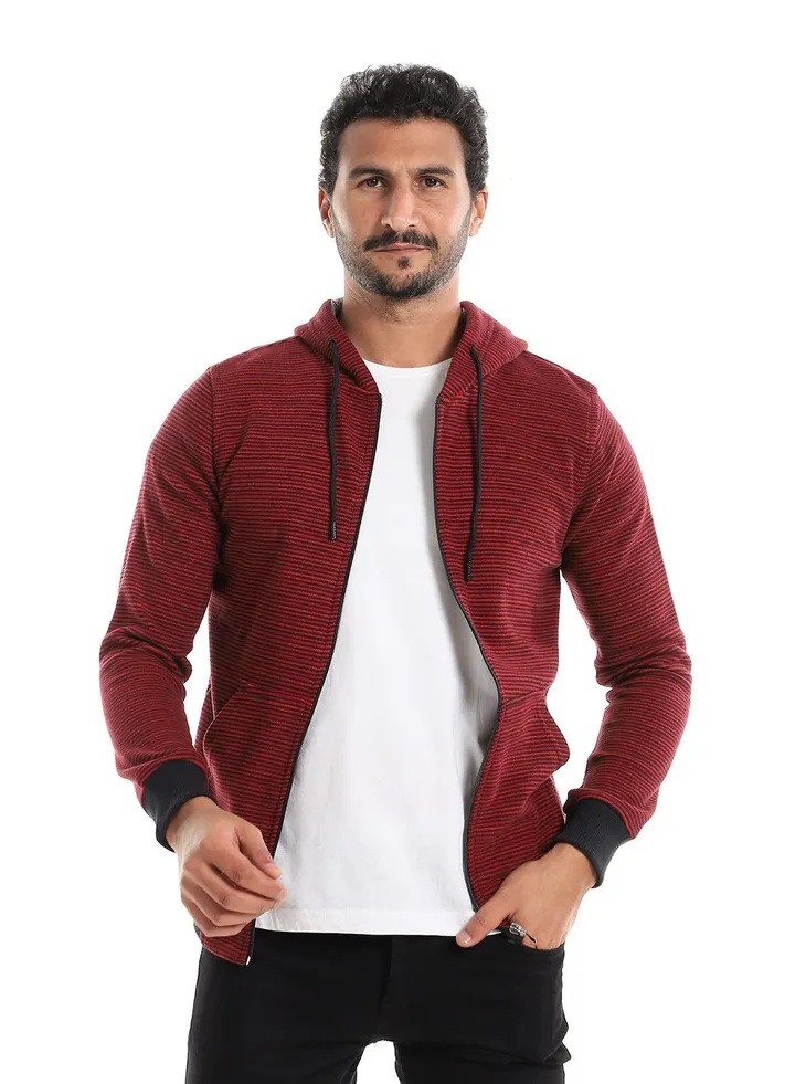 Mens Stripped Hoodie With Zipper