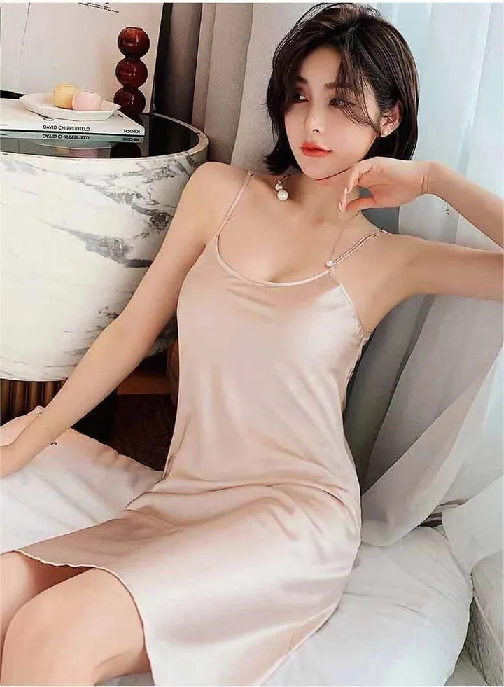 Women's Satin Nightgown Silk Slip Dress Negligee Lingerie Nightwear Champagne gold