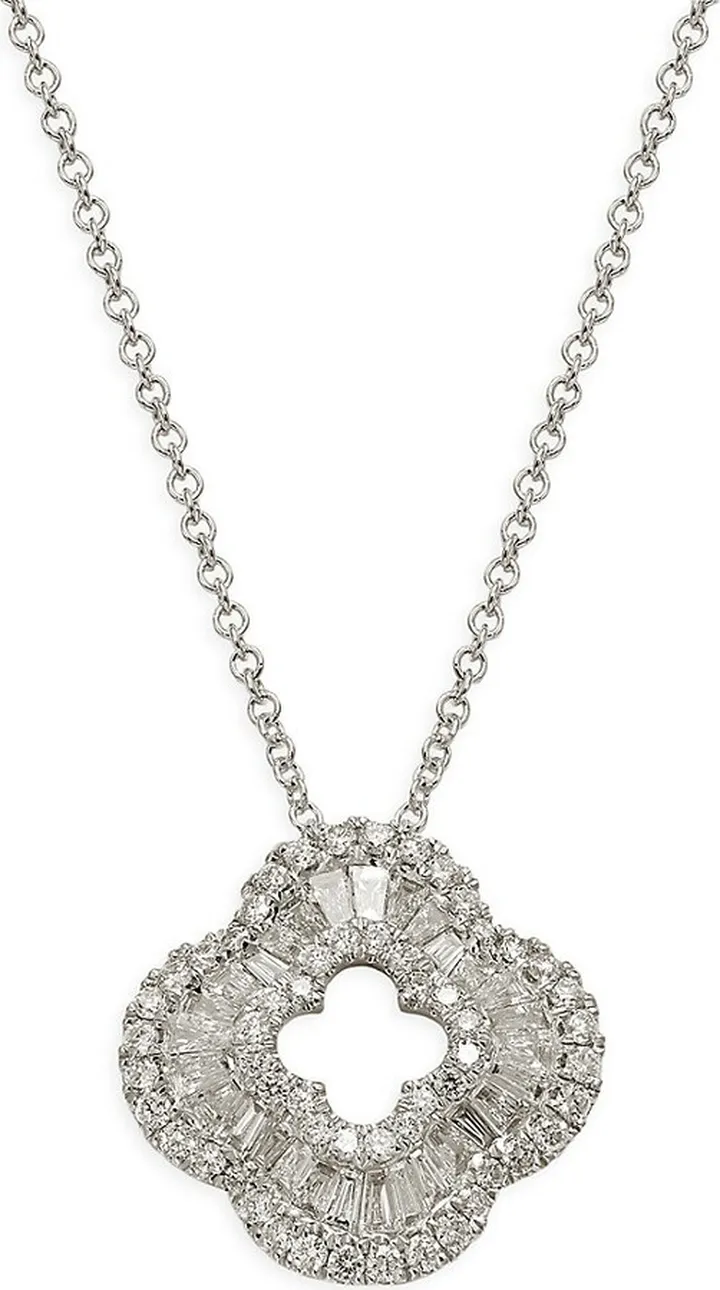 14K White Gold & Diamond Pendant Necklace