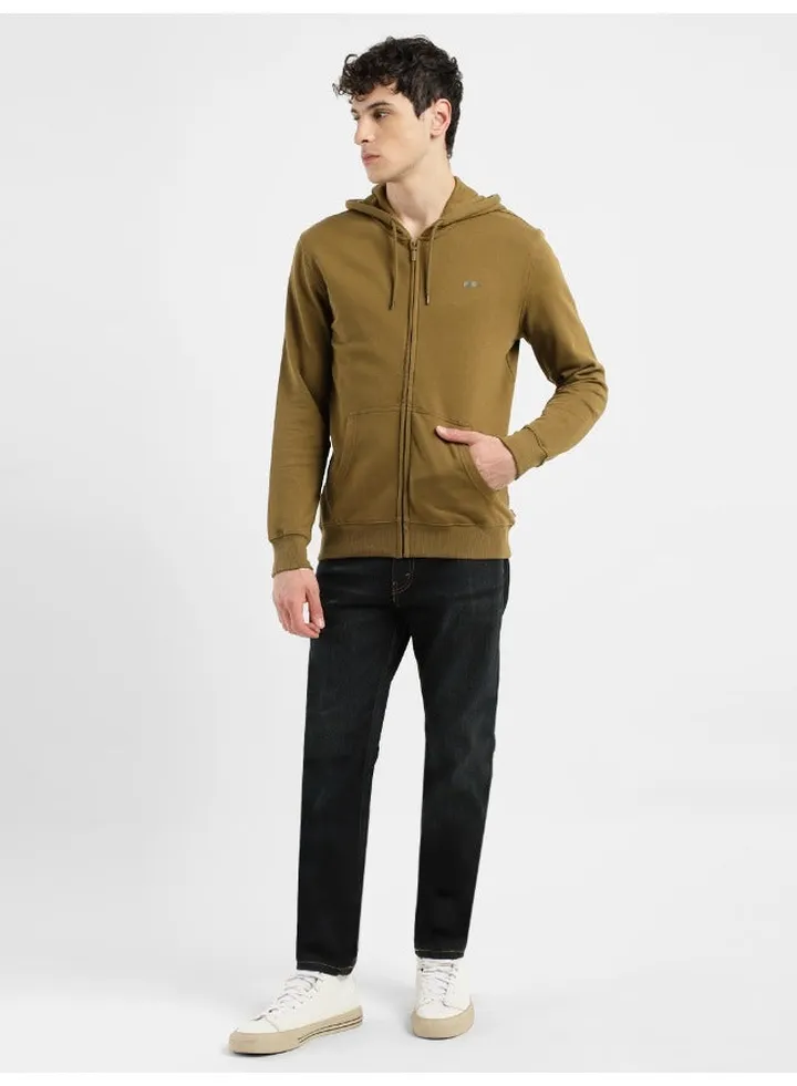 Men's Solid Brown Hooded Sweatshirt