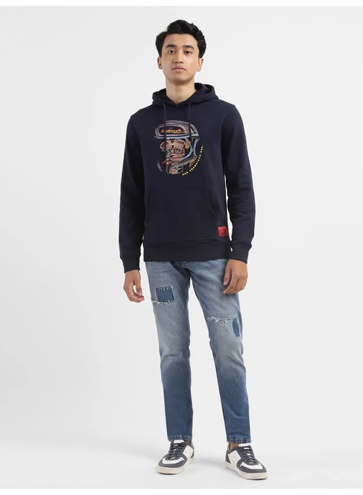 Men's Graphic Navy Hooded Sweatshirt