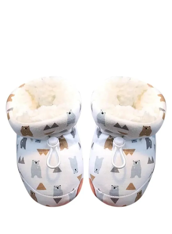 Warm Fur Baby Boots, Anti-Slip Soft Sole Warm Fur Baby Sock Shoes, Infant Unisex Warm Fur Lining Soft Boots, Fur Baby Boots with Drawstring Infant Winter Boots, Blue, 1 Pair, 11 cm