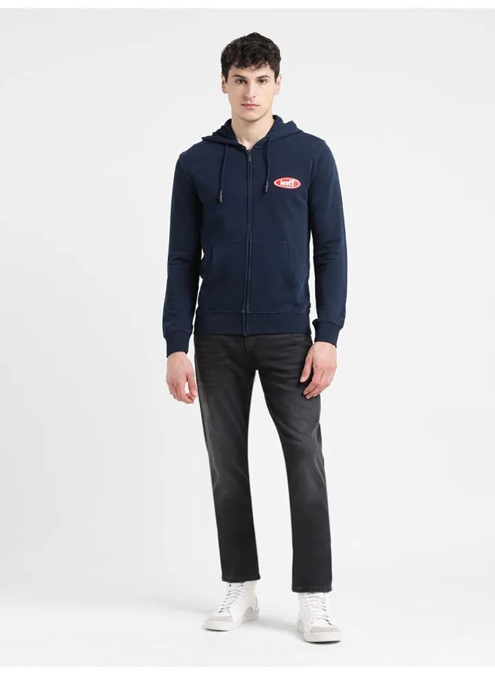 Men's Solid Blue Hooded Sweatshirt
