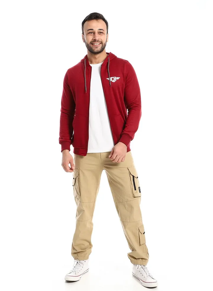 Mens Printed wings Hoodie With Front Pockets and through zipper