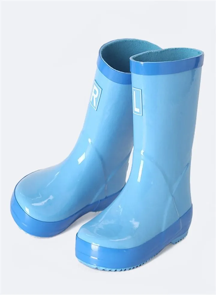 Children's Rubber Non Slip Reflective Solid Rain Boots Blue