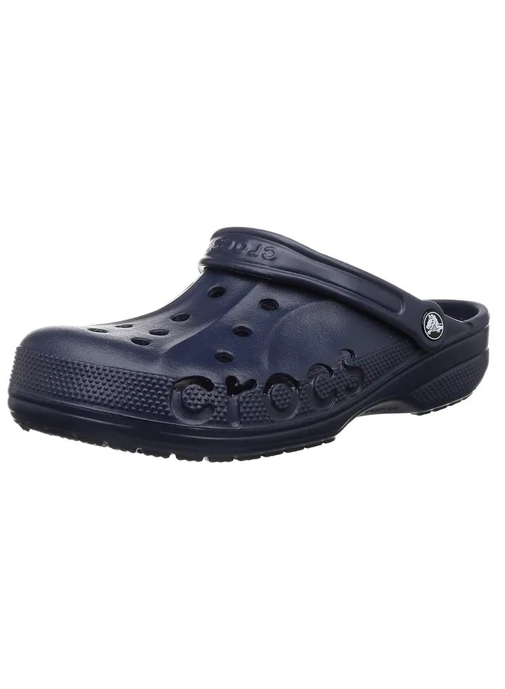 Brand Logo Detail Back Strap Round Toe Slip-On Comfort Clogs Navy