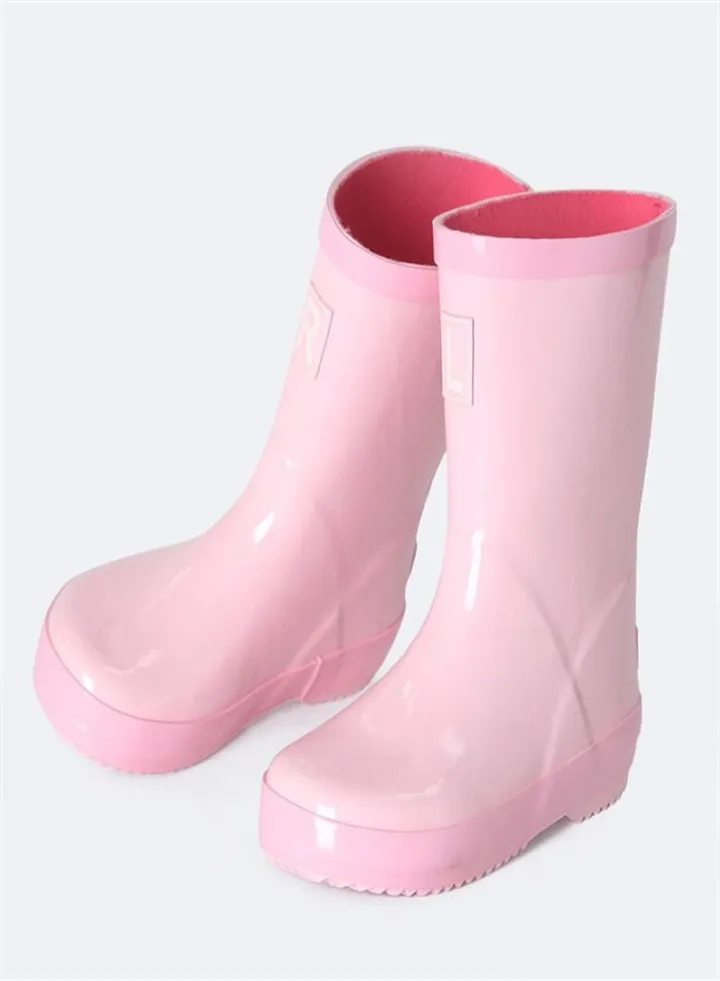 Children's Rubber Non Slip Reflective Solid Rain Boots Pink