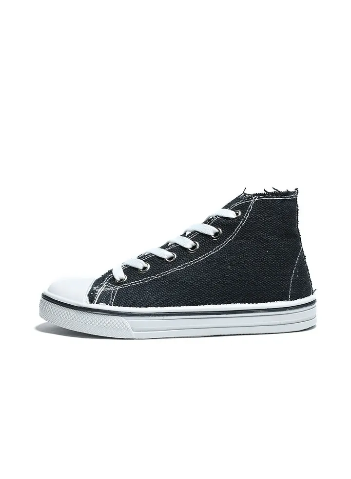 Basic Lace-Up Knit Flat Sneakers For Kids
