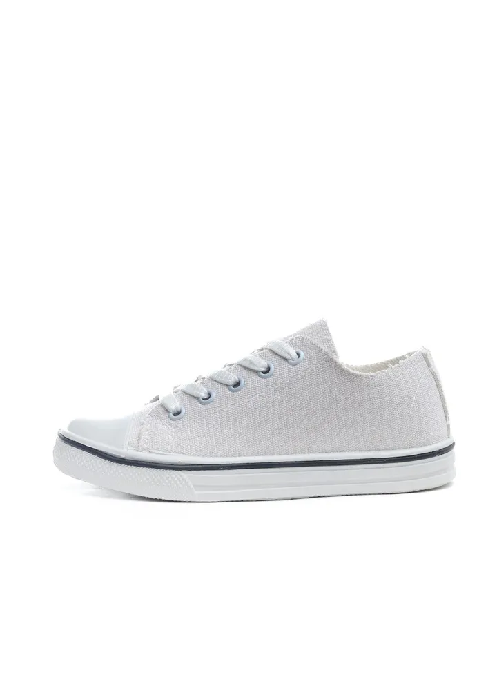 Basic Lace-Up Knit Flat Sneakers For Kids