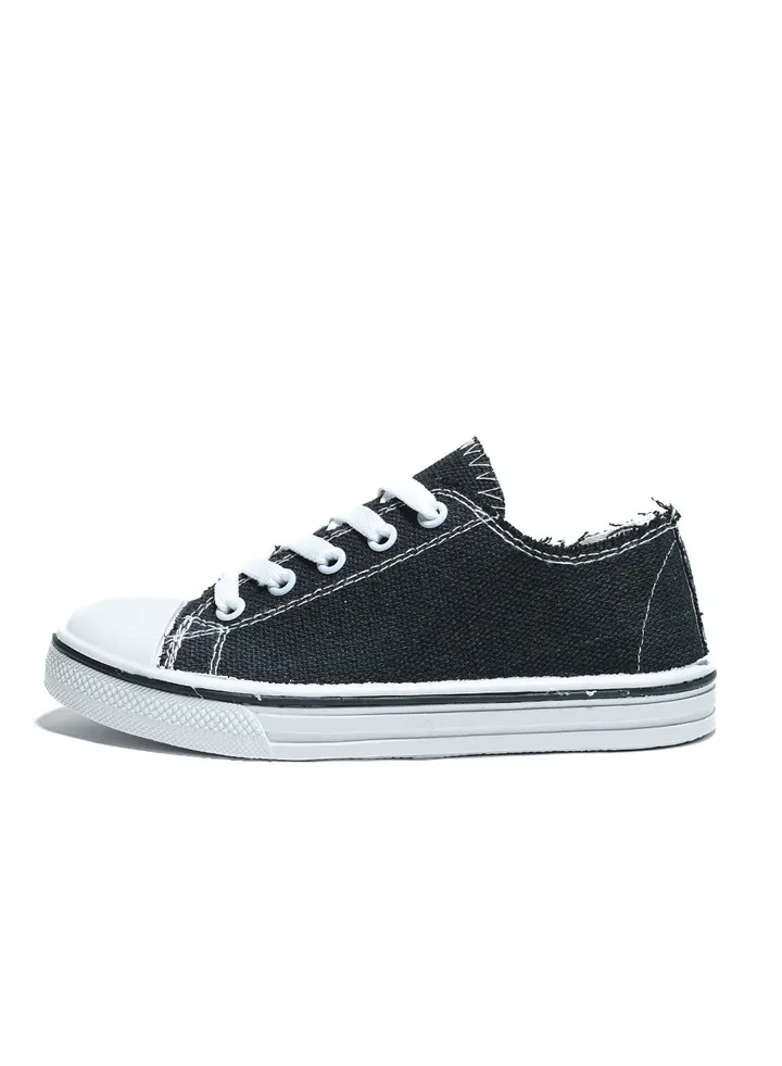 Basic Lace-Up Knit Flat Sneakers For Kids
