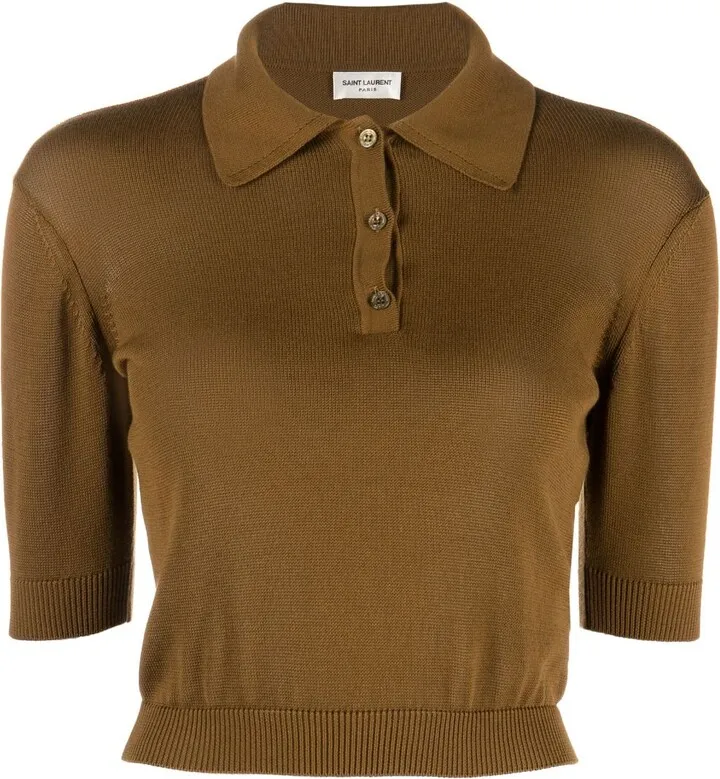 Cropped Cotton Polo-Shirt
