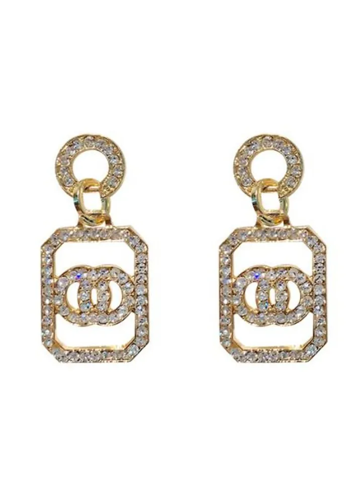 925 Silver Needle Cutout Square Earrings