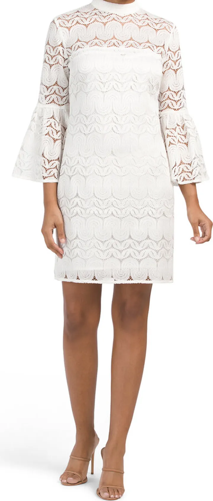 Twist Bell Sleeve Lace Mini Dress