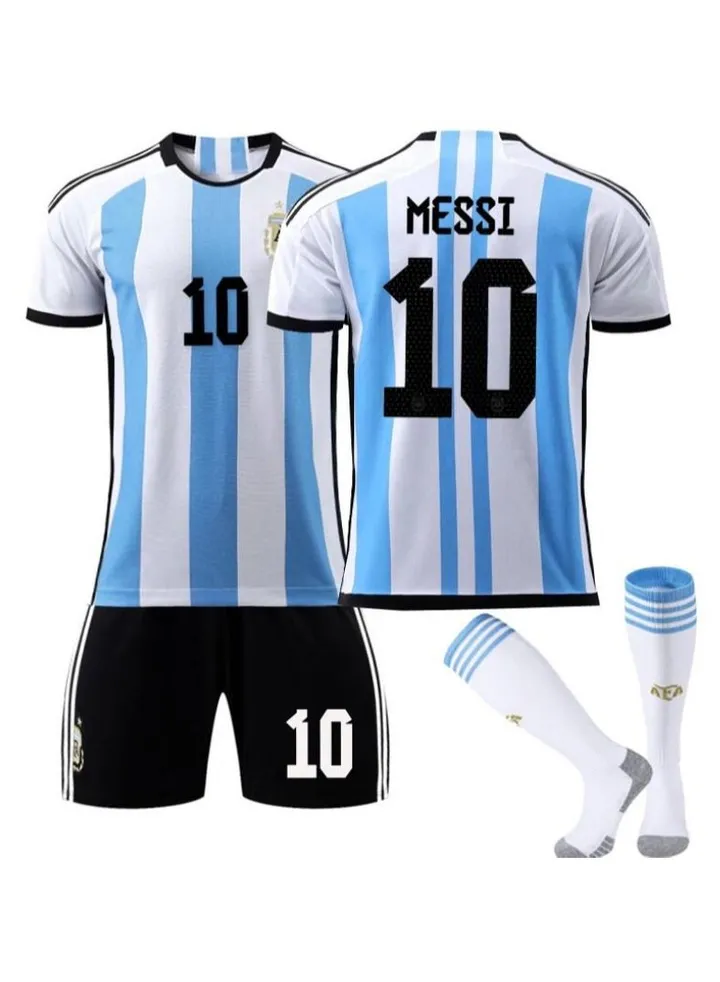 3-Piece World Cup Argentina 10 Messi jersey home and away national team football jersey