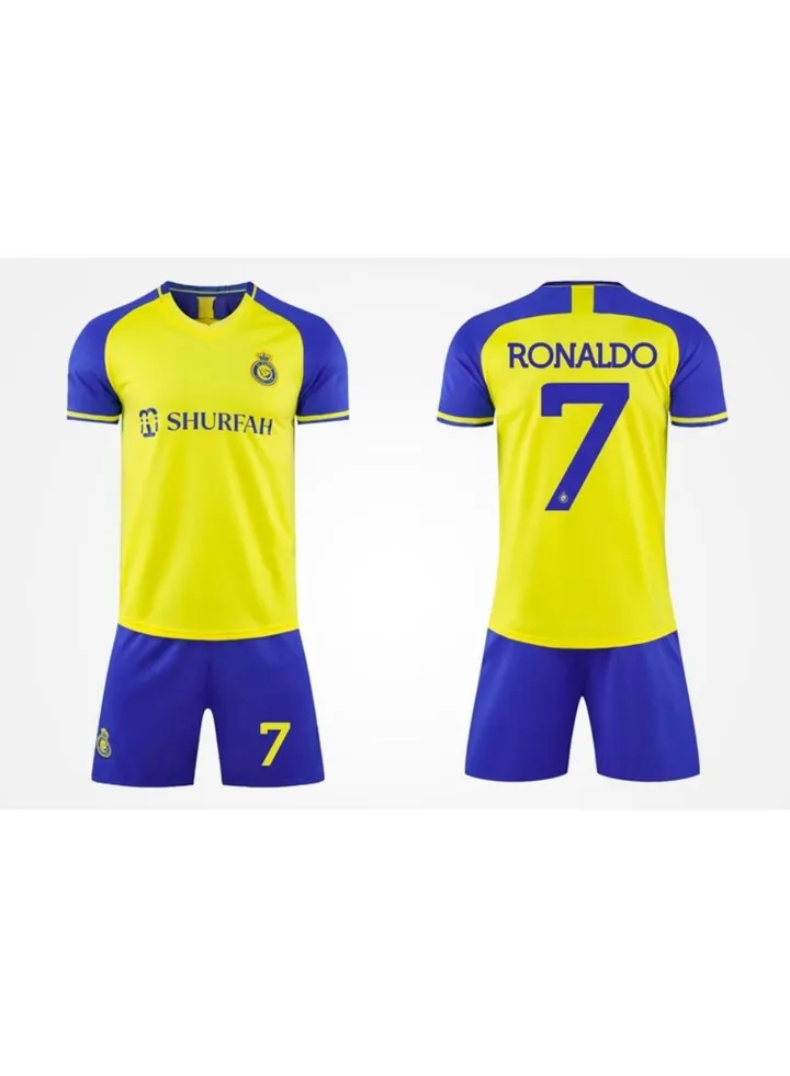 M MIAOYAN Saudi Arabia Riyadh Victory Team Ronaldo same jersey No. 7 football suit suit adult children's men's and women's football team uniforms (arms with armbands)