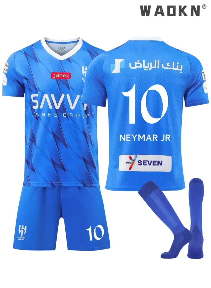 No. 10 Football Jersey Set Football Soccer Jersey Set Youth Sizes Football Tracksuits for Kids Fans League Riyadh Crescent Jersey Home No #10 Neymar JR Soccer Jersey