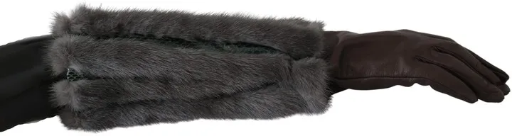 Dolce & Gabbana Mid Arm Length Leather Fur Women's Gloves