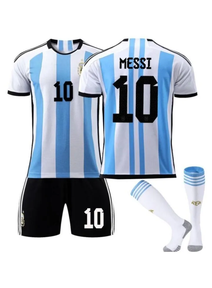 3-Piece World Cup Argentina 10 Messi jersey home and away national team football jersey